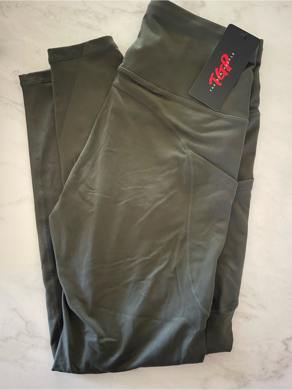 TGR Olive High-Waist Leggings with Side Pocket
